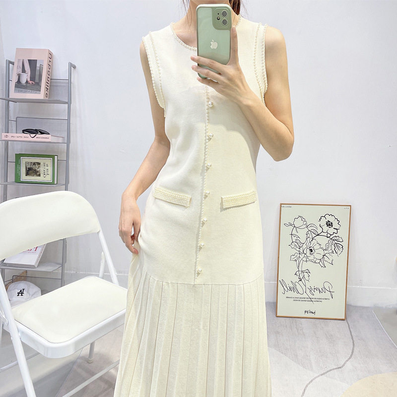 新年2025夏小香风无袖连衣裙开 衫两件套针织法式套装女年轻外贸