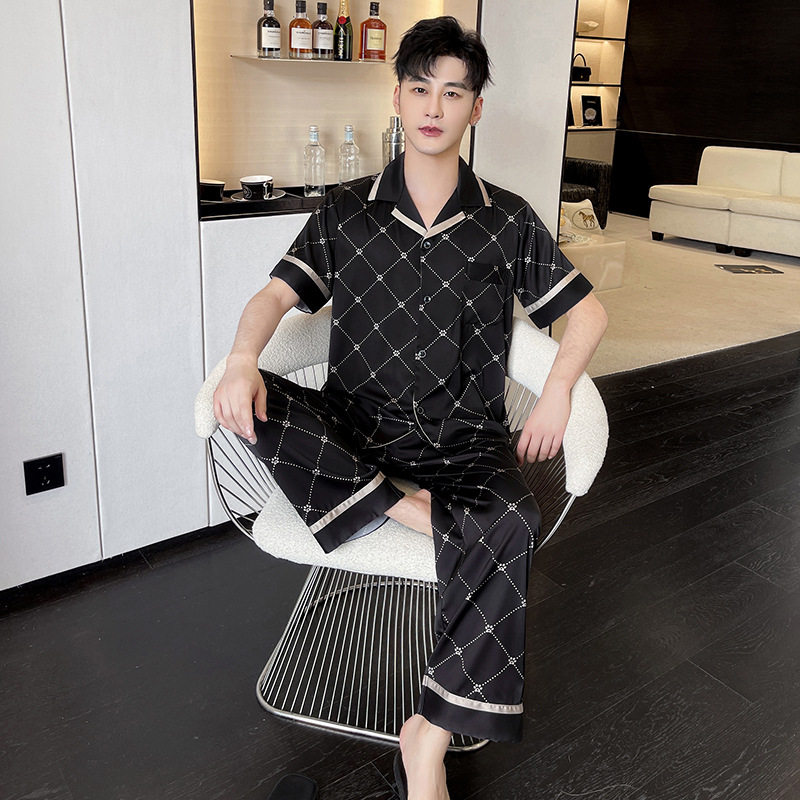 男士睡衣女春夏仿丝学生大码家居服套装舒适宅家起居服时尚可外穿