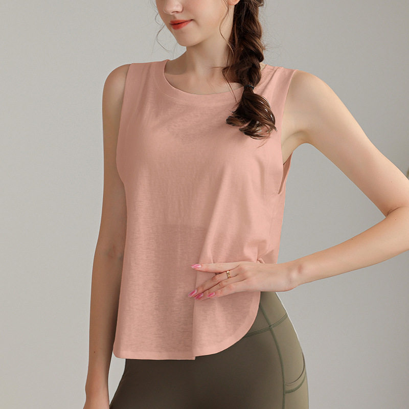 SNOWFLAKE COTTON LOOSE SPORTS VEST WOMENS RUNNING LONG BLOUSE FITNESS BREATHABLE PILATES YOGA SLEEVELESS TOP