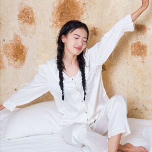 法式春秋冰雪丝睡衣套装女长袖女款高级感休闲女士家居服可外穿