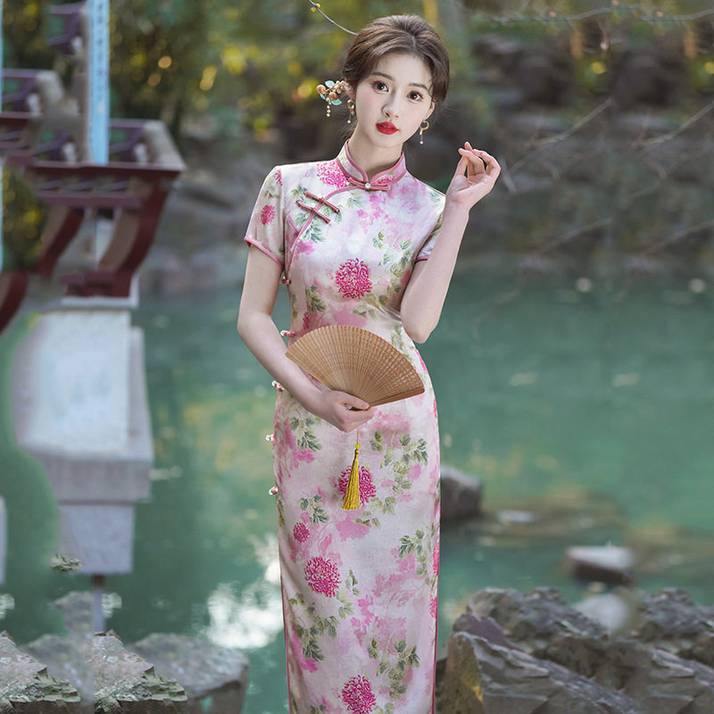 日常长款改良旗袍2026新款年轻款少女复古修身高端气质连衣春夏