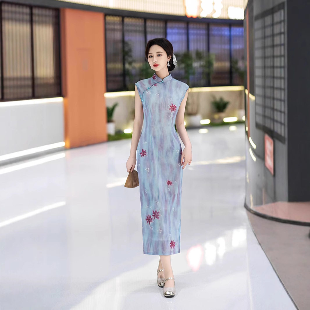 旗袍2026新复刻民国风年轻款日常文艺风复古印花棉绸女连衣裙礼服