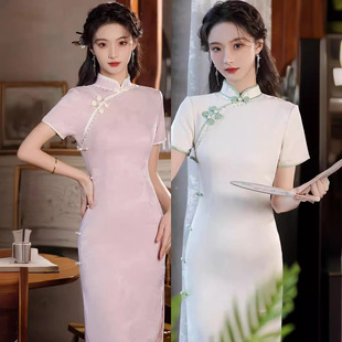 粉色新中式改良旗袍新款2026少女夏季年轻款中国风日常学生礼服