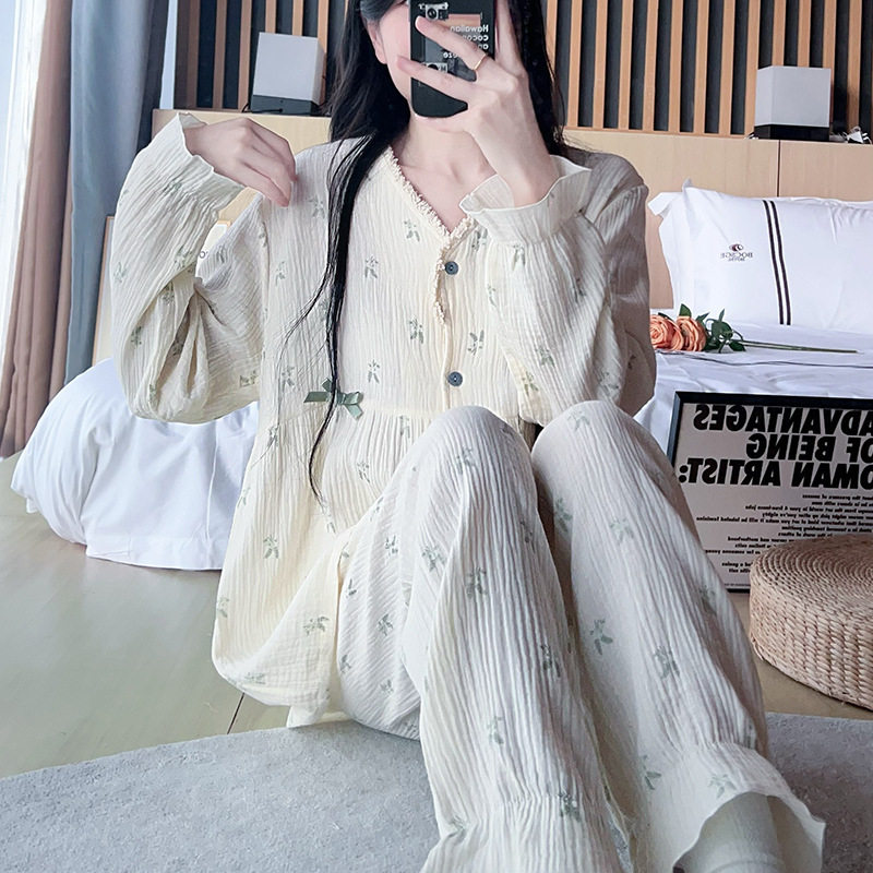 孕妇睡衣春夏薄款棉质月子服春秋季吸汗产后怀孕期A类棉纱哺乳衣