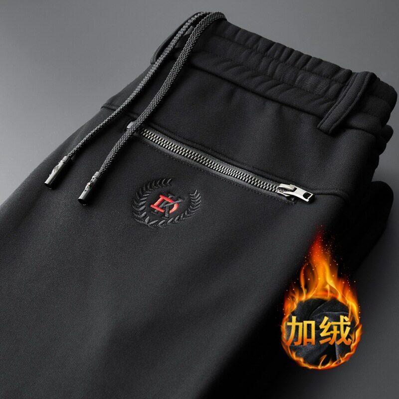春秋冬季男士加绒裤宽松直筒棉裤加厚保暖男裤大码休闲运动裤长裤