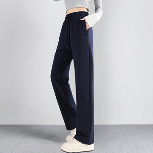 女士秋冬季 子全棉卫裤 新款 加绒休闲裤 拉链口袋大码 纯棉直筒运动裤