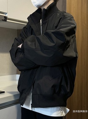 痞帅棒球服男女春季外套男生春秋百搭宽松工装飞行夹克黑色灰色无