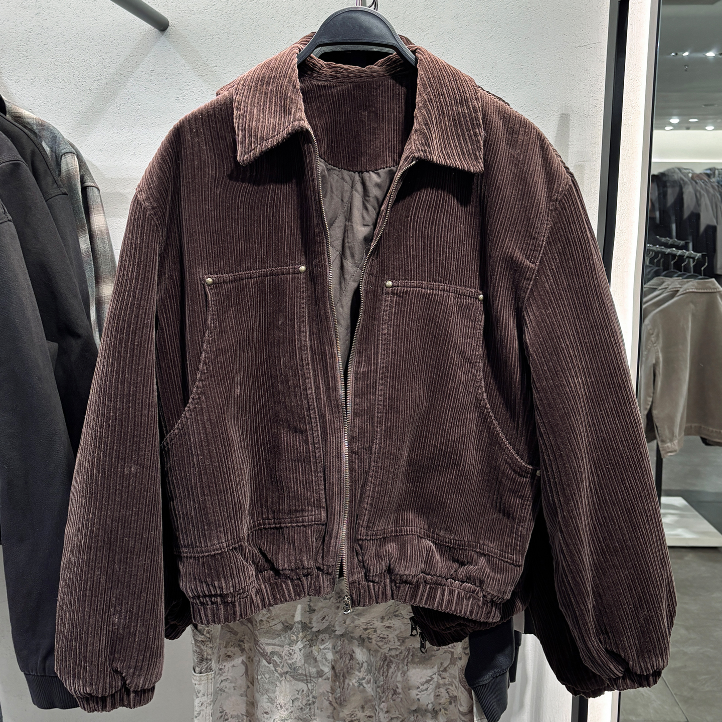 za obasov男装25冬装新款桌球图案灯芯绒翻领棉衣夹克外套6318467