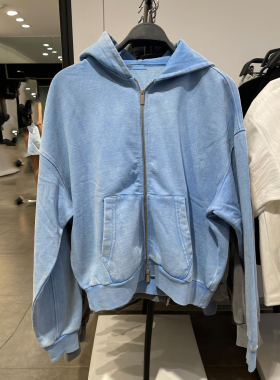 za obasov男装26春秋新款水洗宽松开衫连帽卫衣夹克外套3443334