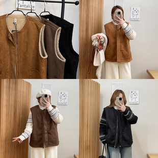 2025年显瘦超软仿皮毛一体麂皮绒棉马甲 胖mm秋冬新款 宛宛大码 女装