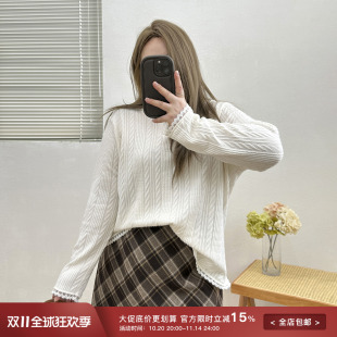 长袖 内搭蕾丝边打底衫 女装 秋季 胖MM遮肉显瘦上衣 2025新款 宛宛大码