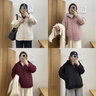新款 2025年冬季 胖mm高级感夹棉加厚宽松连帽棉服外套 女装 宛宛大码
