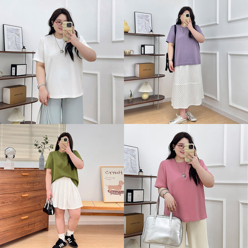 简约纯色大圆领休闲T恤