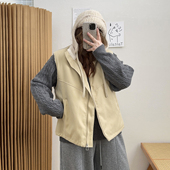 棉服坎肩 胖mm无袖 宛宛家夹棉马甲外套女秋冬工装 休闲百搭宽松大码