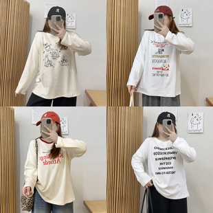 T恤胖mm百搭卡通打底衫 宛宛大码 德绒圆领磨毛长袖 秋冬新款 潮 女装