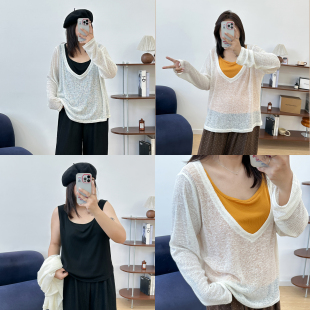 外搭罩衫 女春秋胖mm显瘦内搭背心 两件套 纯欲风休闲套装 宛宛大码