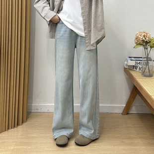 胖mm显瘦直筒拖地垂感阔腿梨形身材裤 女春季 子 高腰牛仔裤 宛宛大码