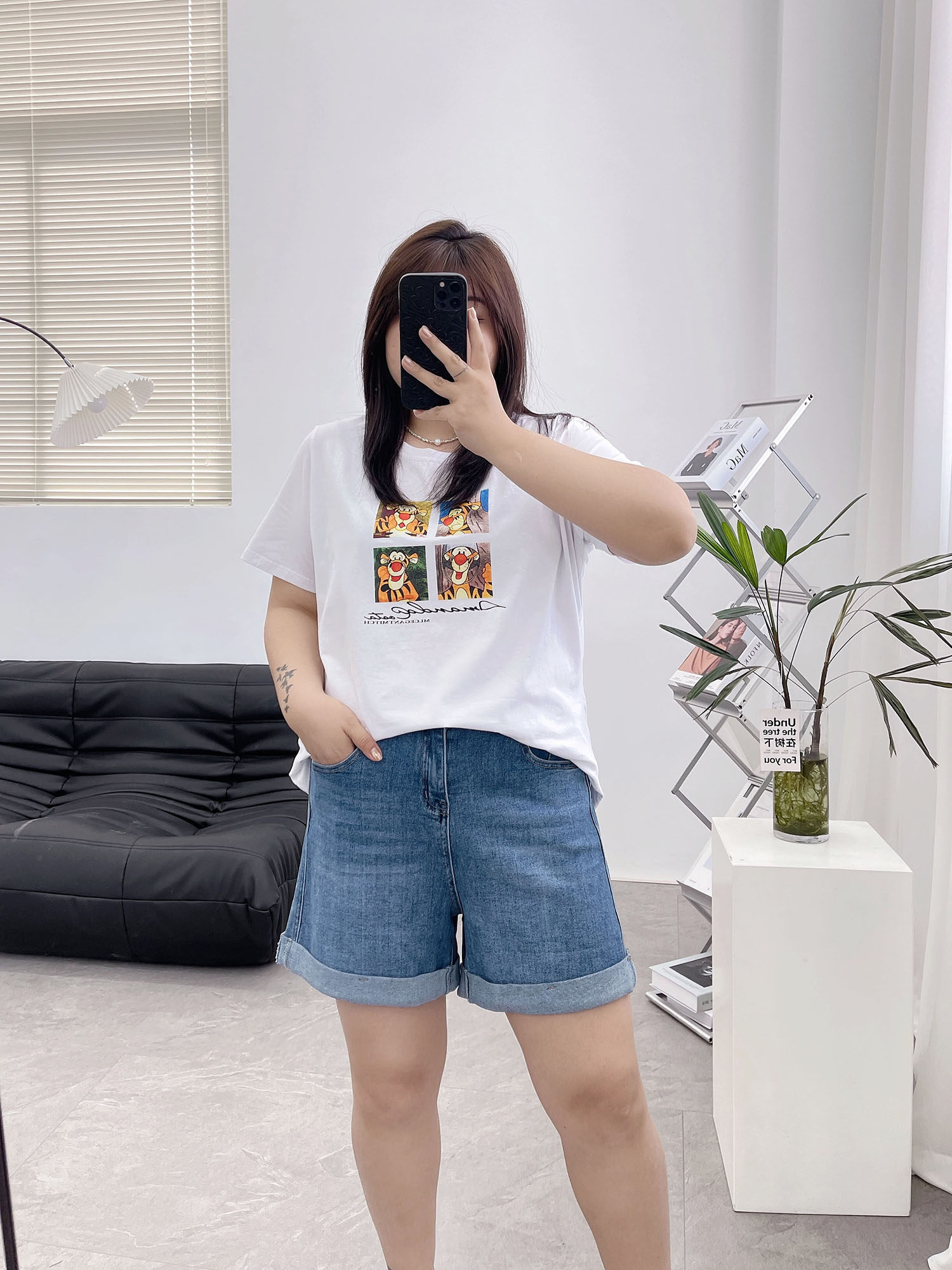 FAT MM PLUS SIZE HIGH WAIST DENIM SHORTS WOMENS SUMMER 2022 NEW KOREAN VERSION LOOSE SLIM TURNED-UP WIDE-LEG HOT PANTS TIDE