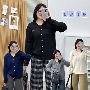 百搭刺绣针织开衫 大码 时尚 秋季 微胖mm显瘦穿搭气质上衣小外套 女装