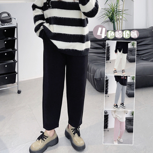 秋季 新款 裤 大码 百搭显瘦直筒阔腿长裤 胖MM哈伦休闲裤 子九分裤 女装