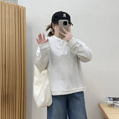 假两件卫衣女设计感休闲外套长袖 胖mm宽松薄款 上衣 秋冬季 宛宛大码