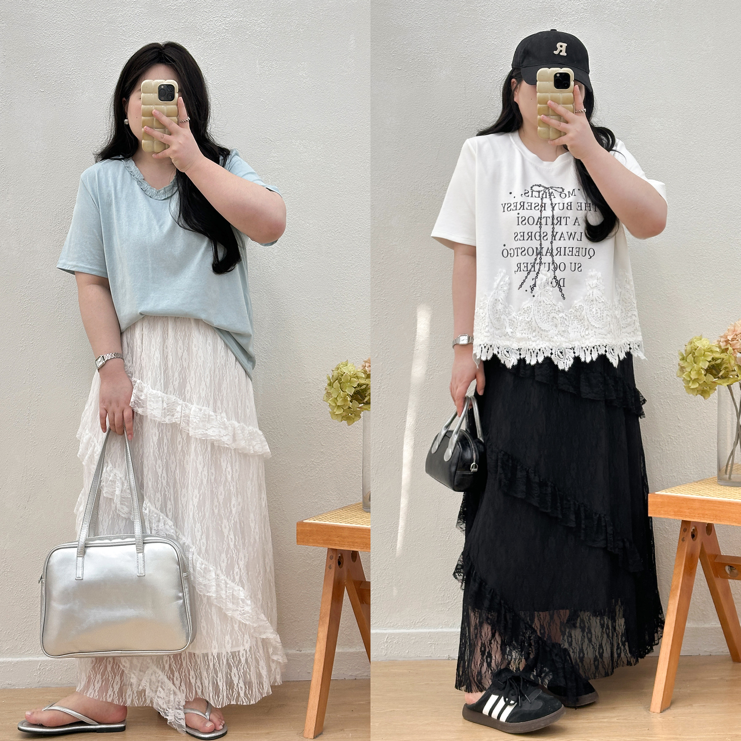 宛宛大码胖MM蕾丝不规则半身裙女夏季高腰显瘦遮胯A字裙甜美百搭