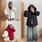 减龄牛角扣羽绒服女短款 胖mm冬季 宽松显瘦小个子外套 女装 宛宛大码