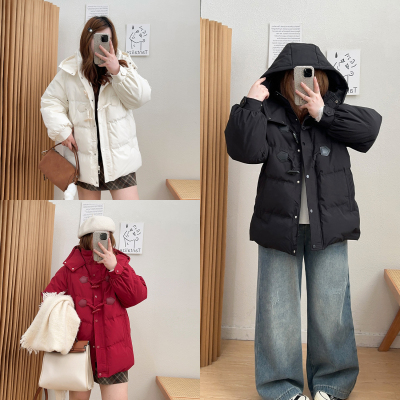 宛宛大码女装胖mm冬季减龄牛角扣羽绒服女短款宽松显瘦小个子外套