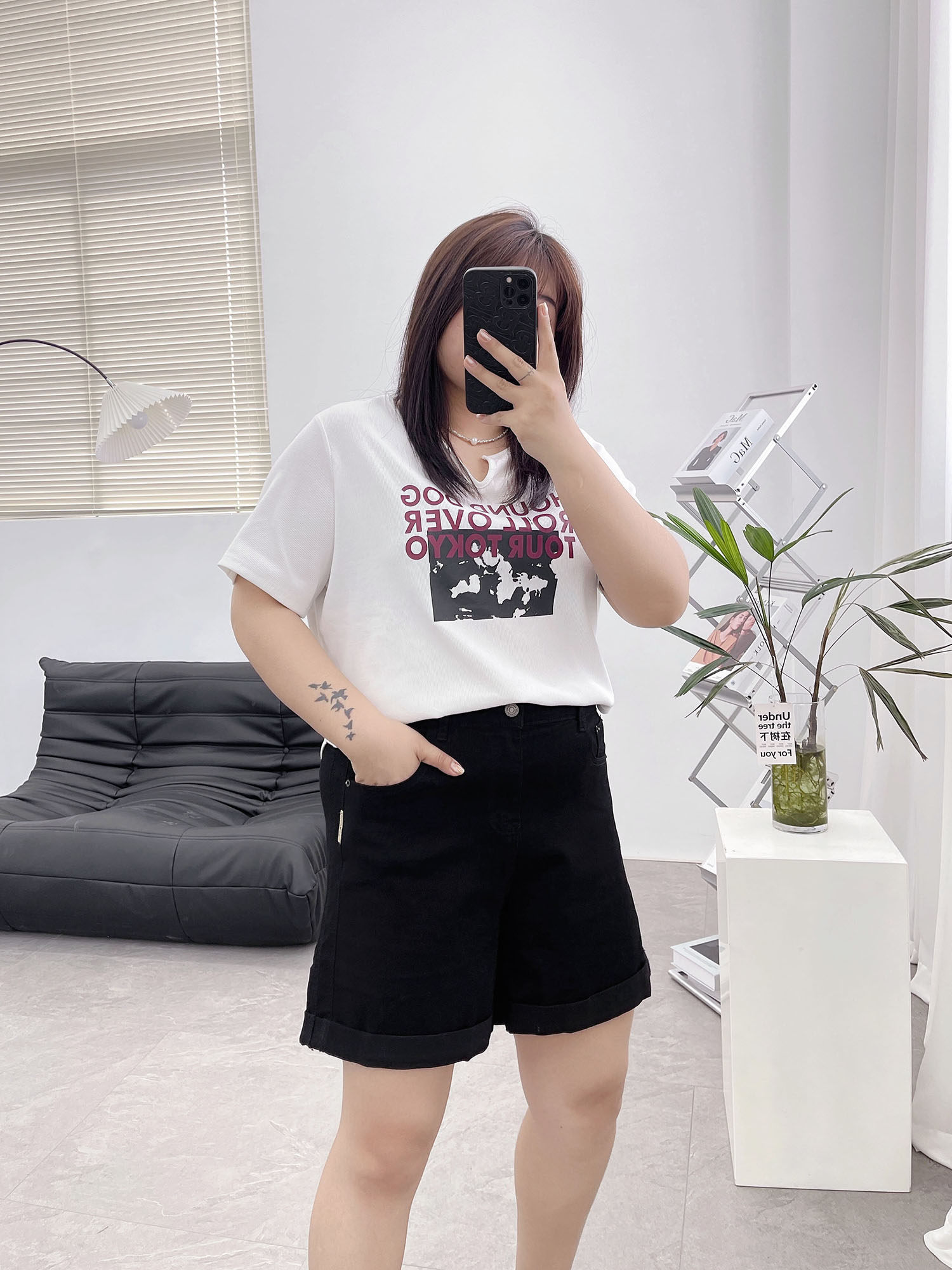 FAT MM PLUS SIZE HIGH WAIST DENIM SHORTS WOMENS SUMMER 2022 NEW KOREAN VERSION LOOSE SLIM TURNED-UP WIDE-LEG HOT PANTS TIDE