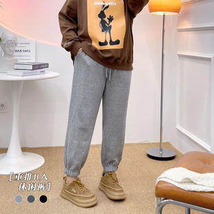 胖妹妹mm宽松哈伦束脚卫裤 大码 新款 女2023春装 胯大腿粗抽绳休闲裤