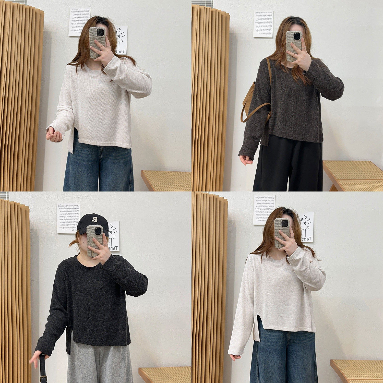 宛宛大码女装胖mm显瘦内搭长袖T恤女秋冬季遮肉正肩不规则打底衫