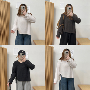 遮肉正肩不规则打底衫 宛宛大码 T恤女秋冬季 胖mm显瘦内搭长袖 女装