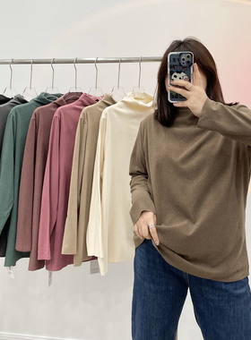 【第2件减20元】 胖mm半高领打底衫秋冬季大码德绒自发热内搭长袖