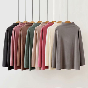 第2件 内搭200斤胖MM秋装 女装 宽松半高领德绒打底衫 加大码