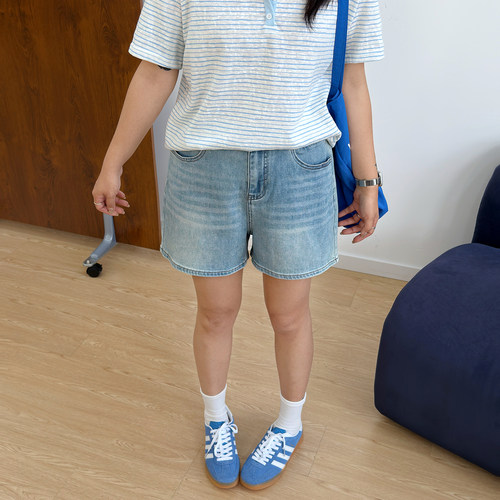 宛宛大码牛仔短裤女夏季薄款胖mm显瘦小个子大码梨形身材a字热裤