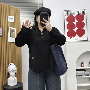 休闲宽松连帽针织衫 大码 胖mm韩版 2026秋季 显瘦小众休闲上衣潮 女装