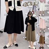 高腰百褶裙大码 A字半身裙女中长款 春夏季 胖mm显瘦伞裙小个子裙子