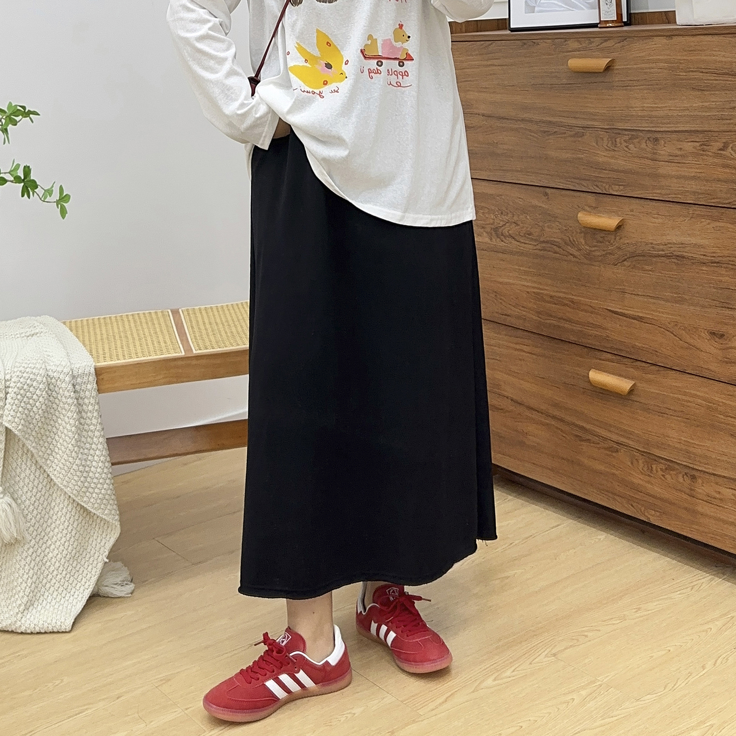 松紧腰休闲百搭半身裙