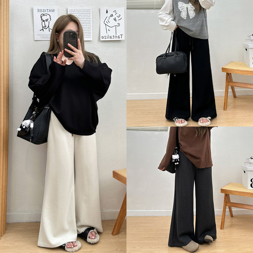 宛宛大码休闲运动卫裤女春季胖mm高腰弹力显瘦梨形身材微喇马蹄裤