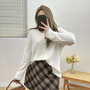 长袖 内搭蕾丝边打底衫 女装 秋季 胖MM遮肉显瘦上衣 2025新款 宛宛大码