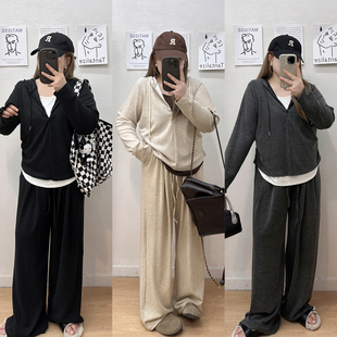 假两件上衣胖MM遮肚显瘦阔腿裤 女秋季 两件套 运动休闲套装 宛宛大码