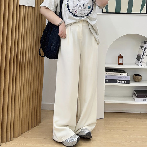 西装阔腿裤女高腰显瘦垂感直筒裤
