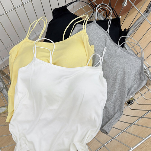 宛宛大码吊带胖mm遮肚子新款夏带胸垫背心女内搭U领美背打底上衣