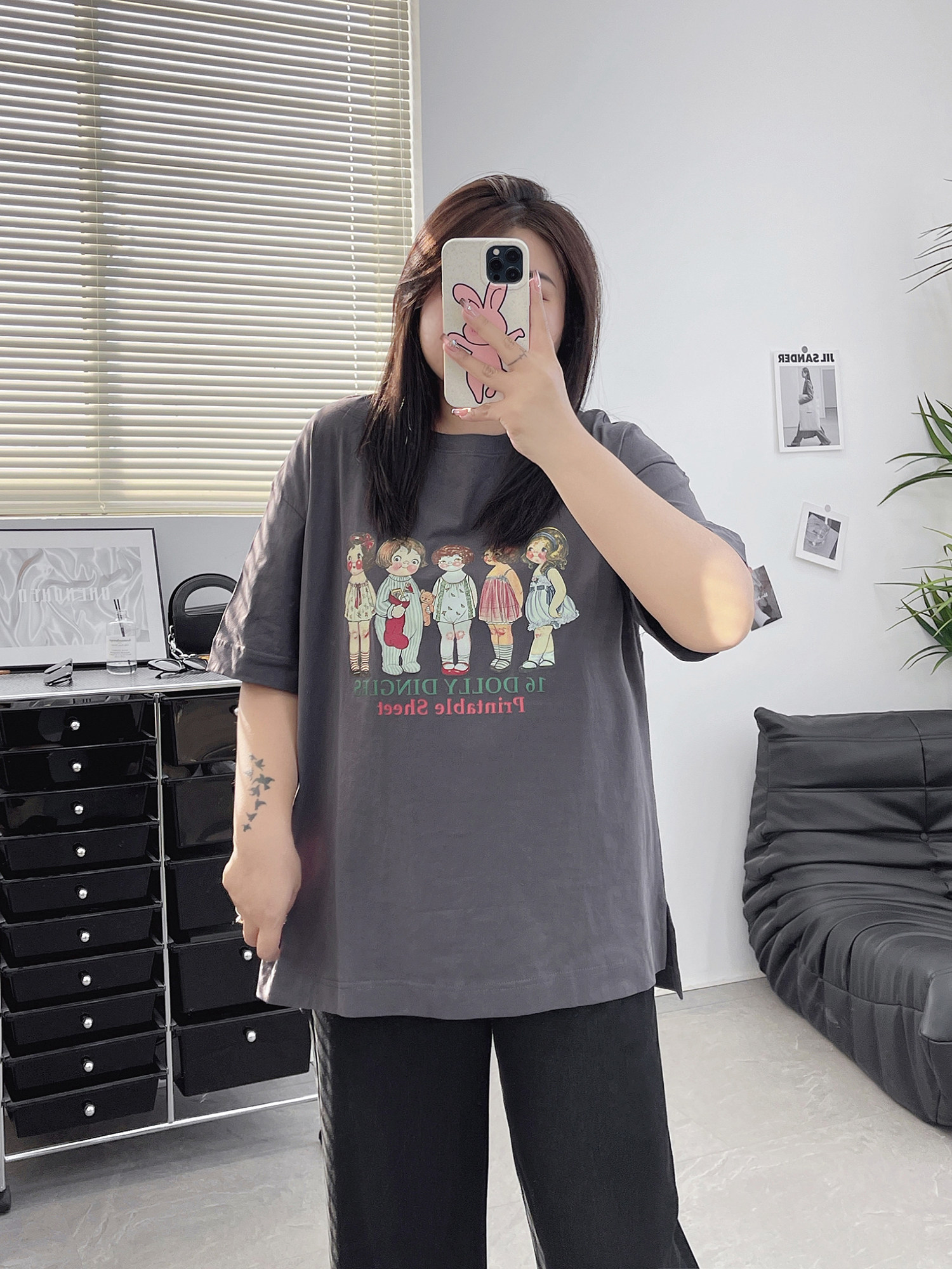 여성을위한 여름 새로운 순수 코튼 반팔 티셔츠 200 파운드 지방 MM 바닥 셔츠 중간 길이 느슨한 반팔 탑 유행