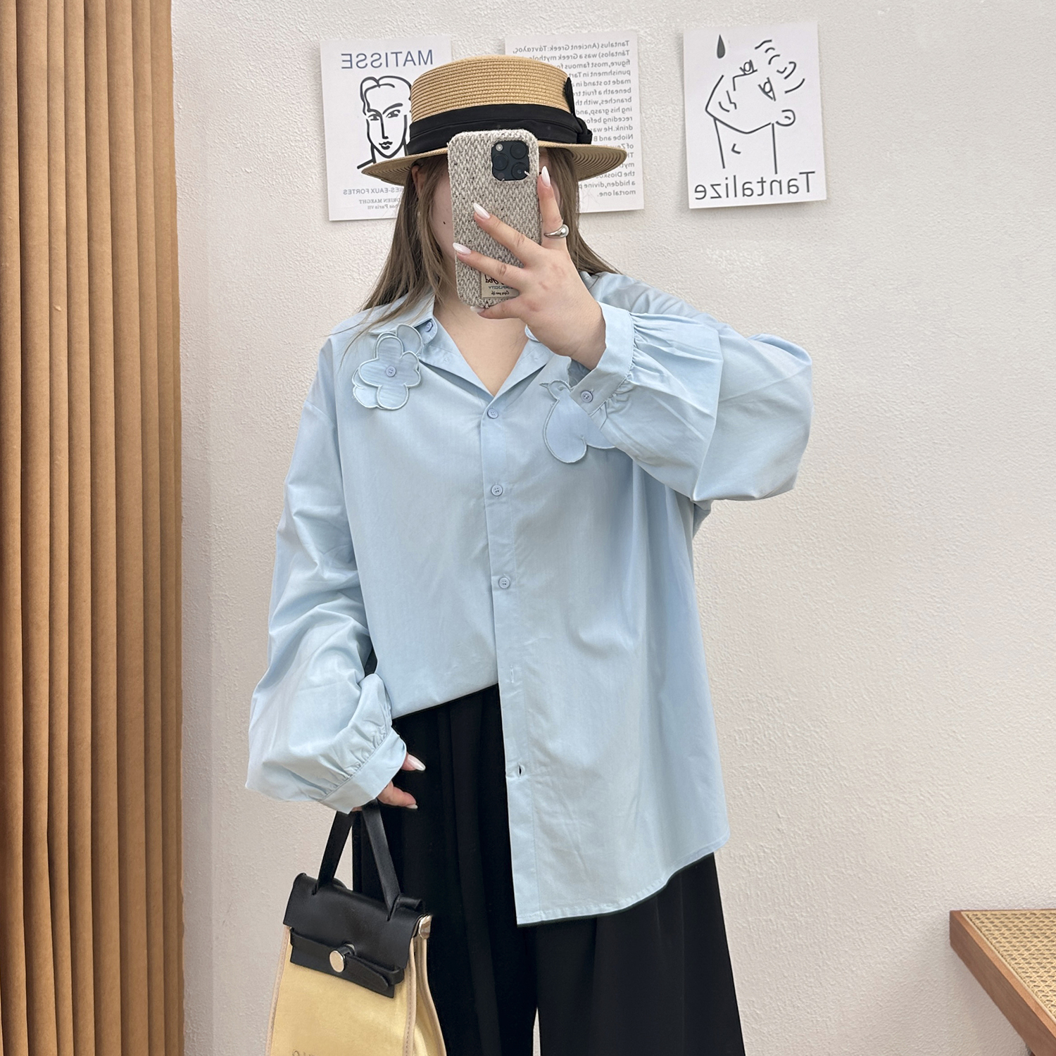 翻领显瘦立体装饰衬衫