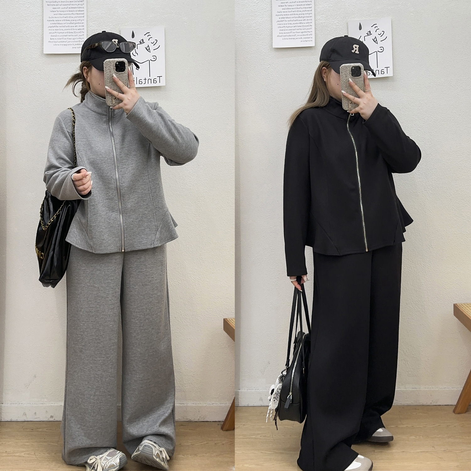休闲风长袖运动套装两件套