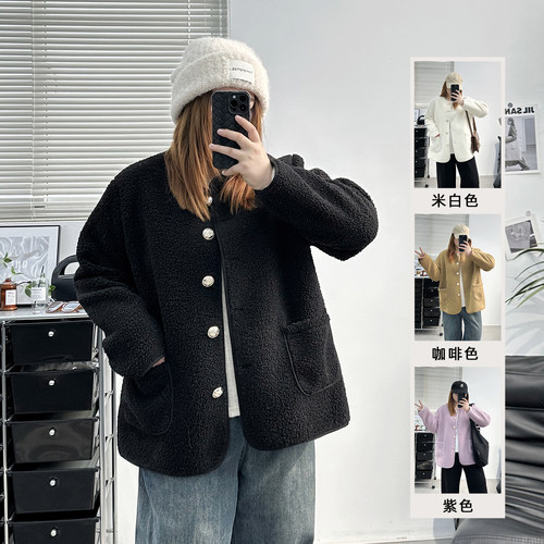 仿羊羔毛皮毛一体外套