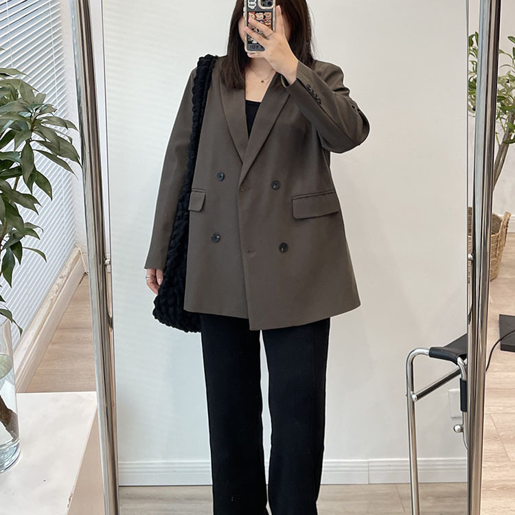 宛宛家微胖加大码胖mm气质西装外套女春秋季宽松显瘦休闲西服上衣