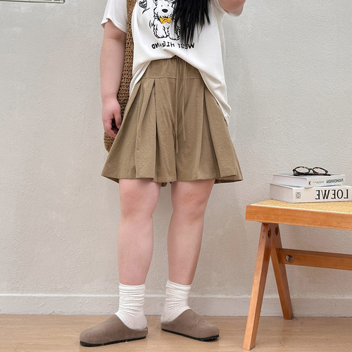 宛宛大码胖MM高腰裙裤女夏显瘦遮胯防走光A字款通勤百搭半身短裤