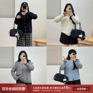 胖mm宽松百搭针织开衫 宛宛大码 外套女2025年秋款 基础圆领长袖 女装